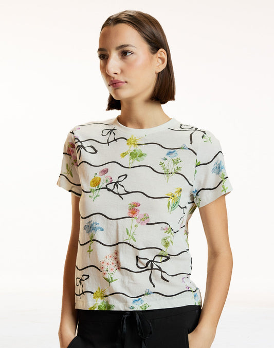 Floral Ribbon Everyday Tee | Cynthia Rowley Clothing