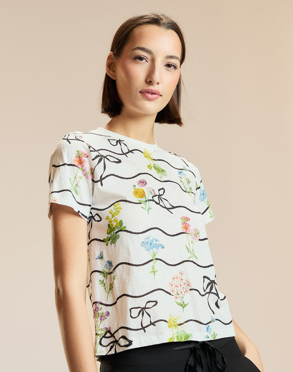 Floral Ribbon Everyday Tee | Cynthia Rowley Clothing