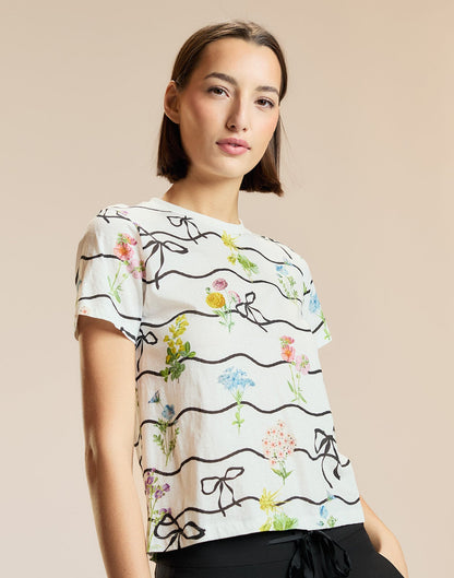 Floral Ribbon Everyday Tee | Cynthia Rowley Clothing