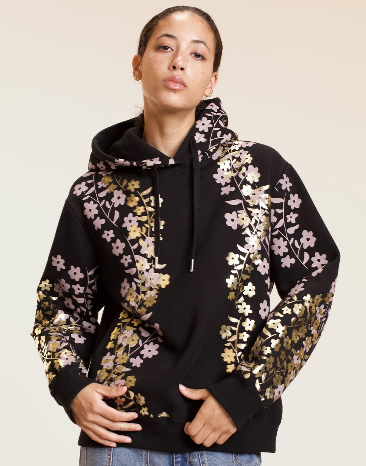 Gold Foil Hoodie | Cynthia Rowley Clothing|Sale