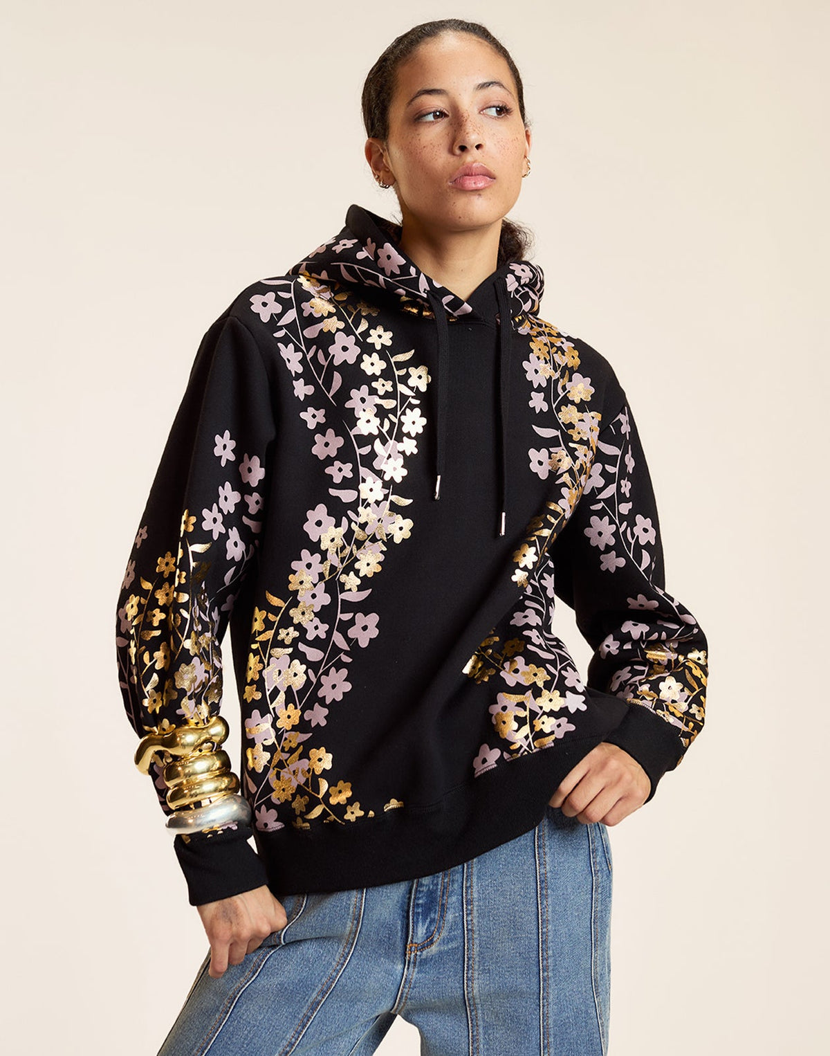 Gold Foil Hoodie | Cynthia Rowley Clothing|Sale