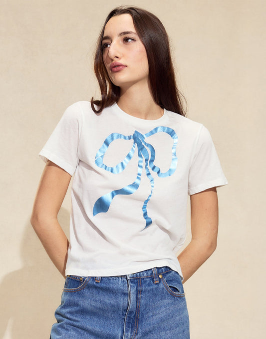 Metallic Bow Tee | Cynthia Rowley Clothing|Sale