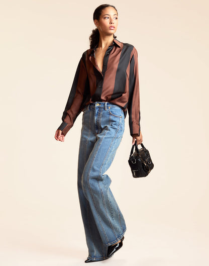 Collectible Stripe Silk Shirt | Cynthia Rowley Clothing