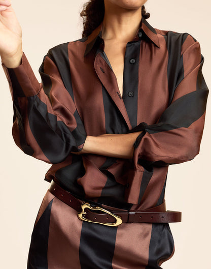 Collectible Stripe Silk Shirt | Cynthia Rowley Clothing