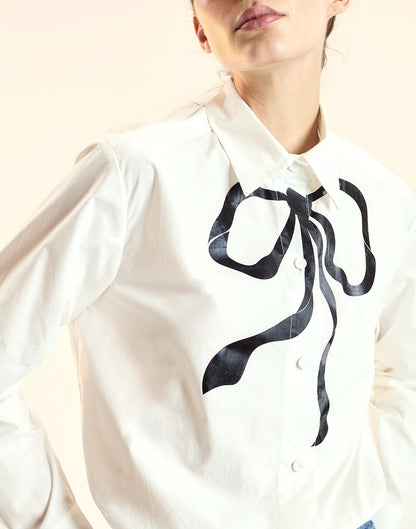 Metallic Printed Bow Shirt | Cynthia Rowley Clothing|Sale