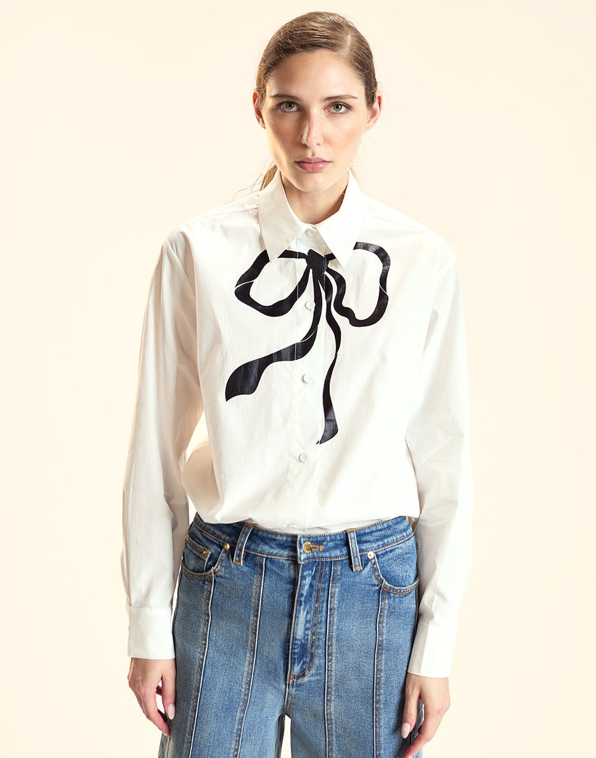 Metallic Printed Bow Shirt | Cynthia Rowley Clothing|Sale