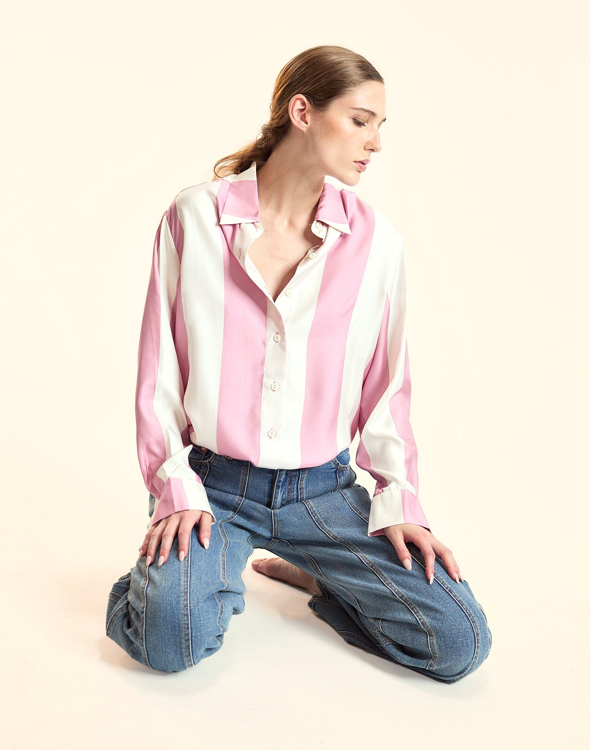 Collectible Stripe Silk Shirt | Cynthia Rowley Clothing