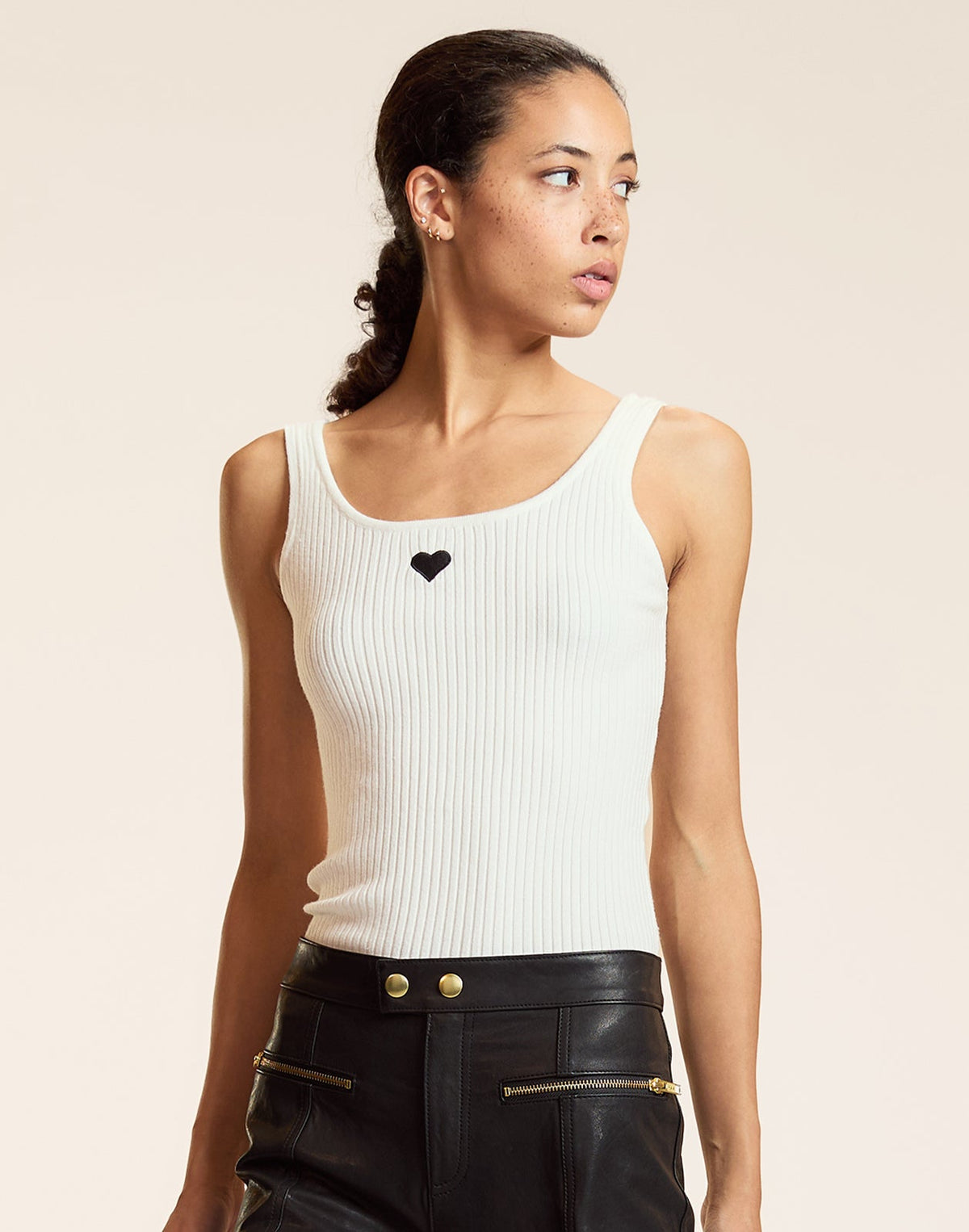 Heart Embroidered Knit Top | Cynthia Rowley Clothing