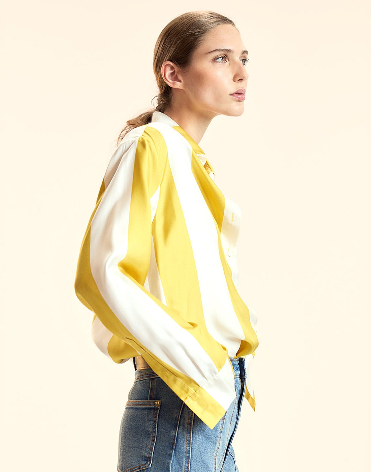 Collectible Stripe Silk Shirt | Cynthia Rowley Clothing