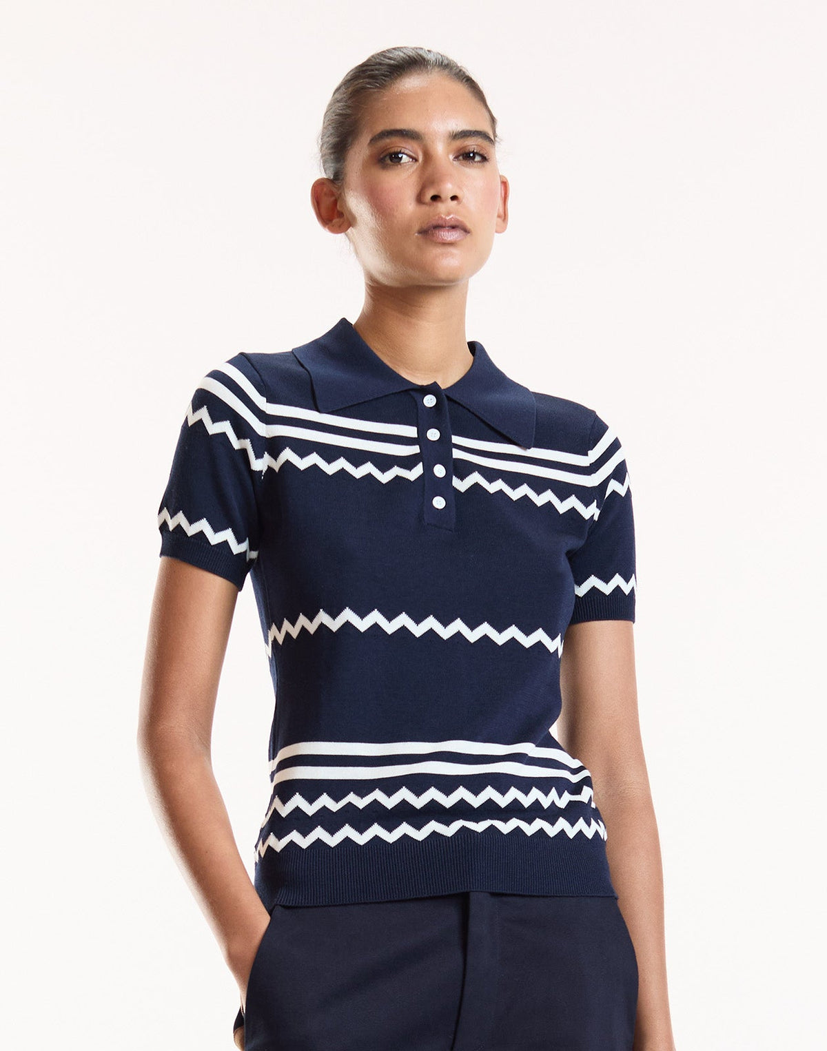 Ziggy Cropped Knit Polo | Cynthia Rowley Clothing