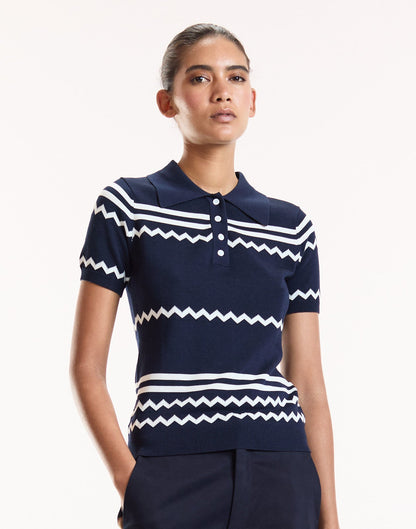 Ziggy Cropped Knit Polo | Cynthia Rowley Clothing