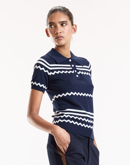 Ziggy Cropped Knit Polo | Cynthia Rowley Clothing