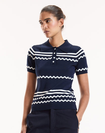 Ziggy Cropped Knit Polo | Cynthia Rowley Clothing
