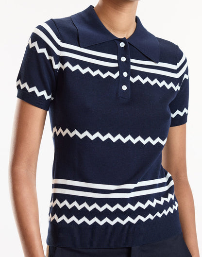 Ziggy Cropped Knit Polo | Cynthia Rowley Clothing