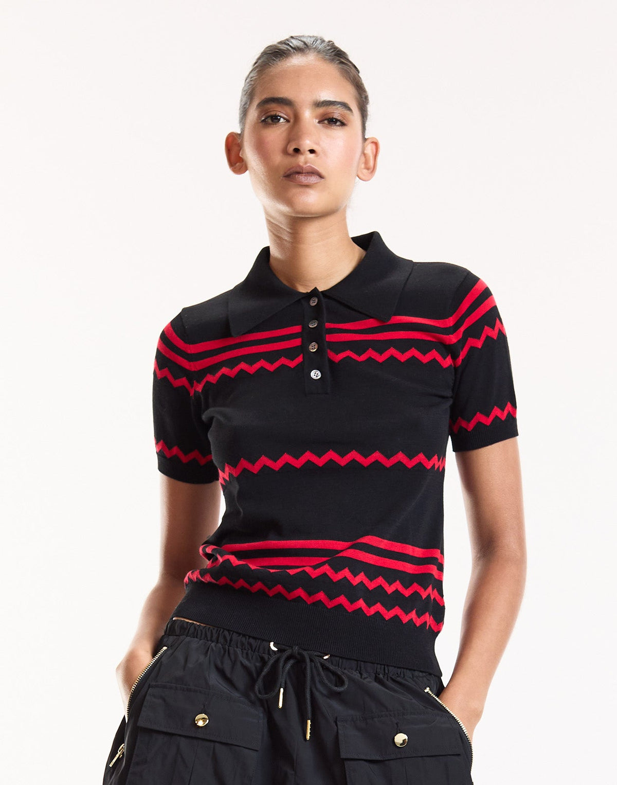 Ziggy Cropped Knit Polo | Cynthia Rowley Clothing