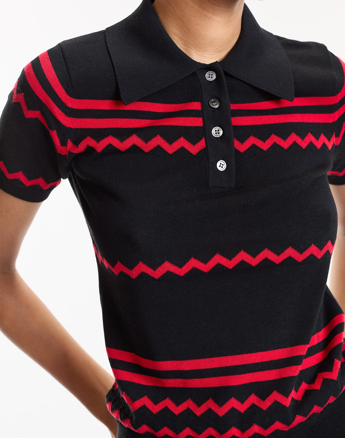 Ziggy Cropped Knit Polo | Cynthia Rowley Clothing