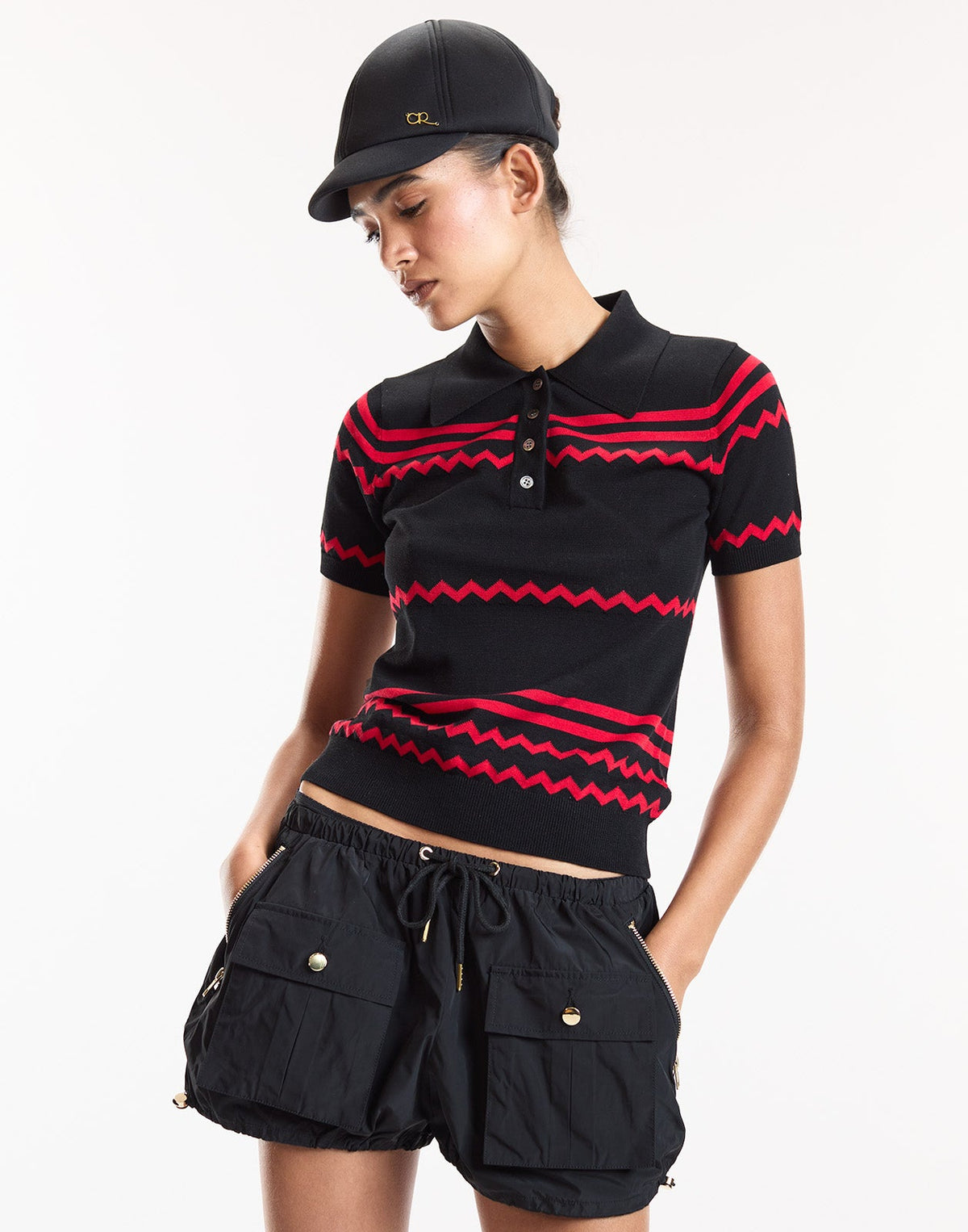 Ziggy Cropped Knit Polo | Cynthia Rowley Clothing