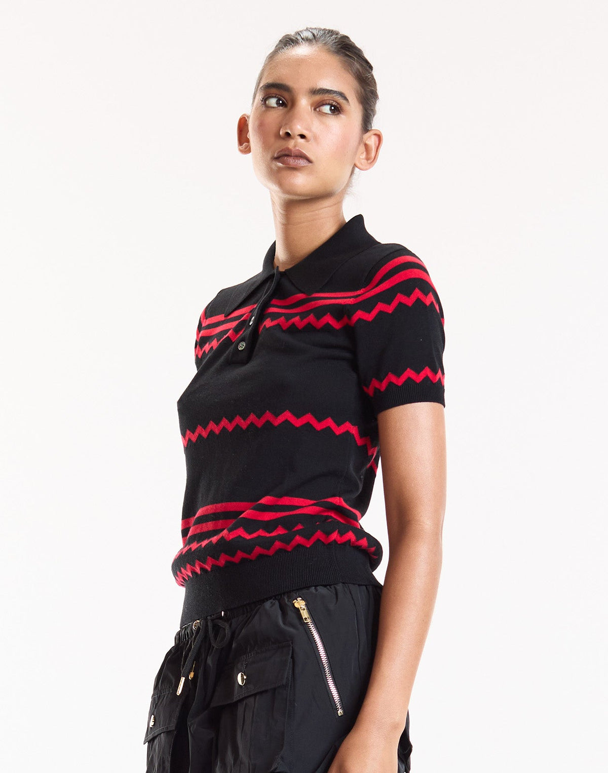 Ziggy Cropped Knit Polo | Cynthia Rowley Clothing