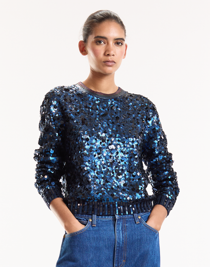 Match Point Sequin Sweater | Cynthia Rowley Clothing