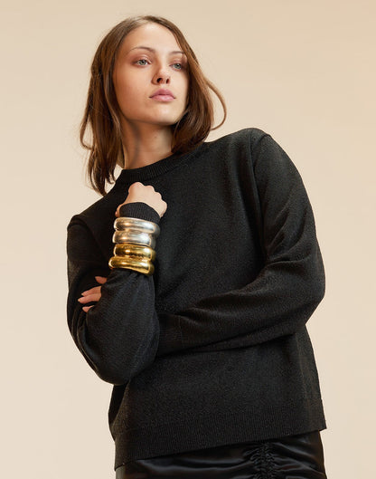 Metallic Knit Crewneck | Cynthia Rowley Clothing|Sale