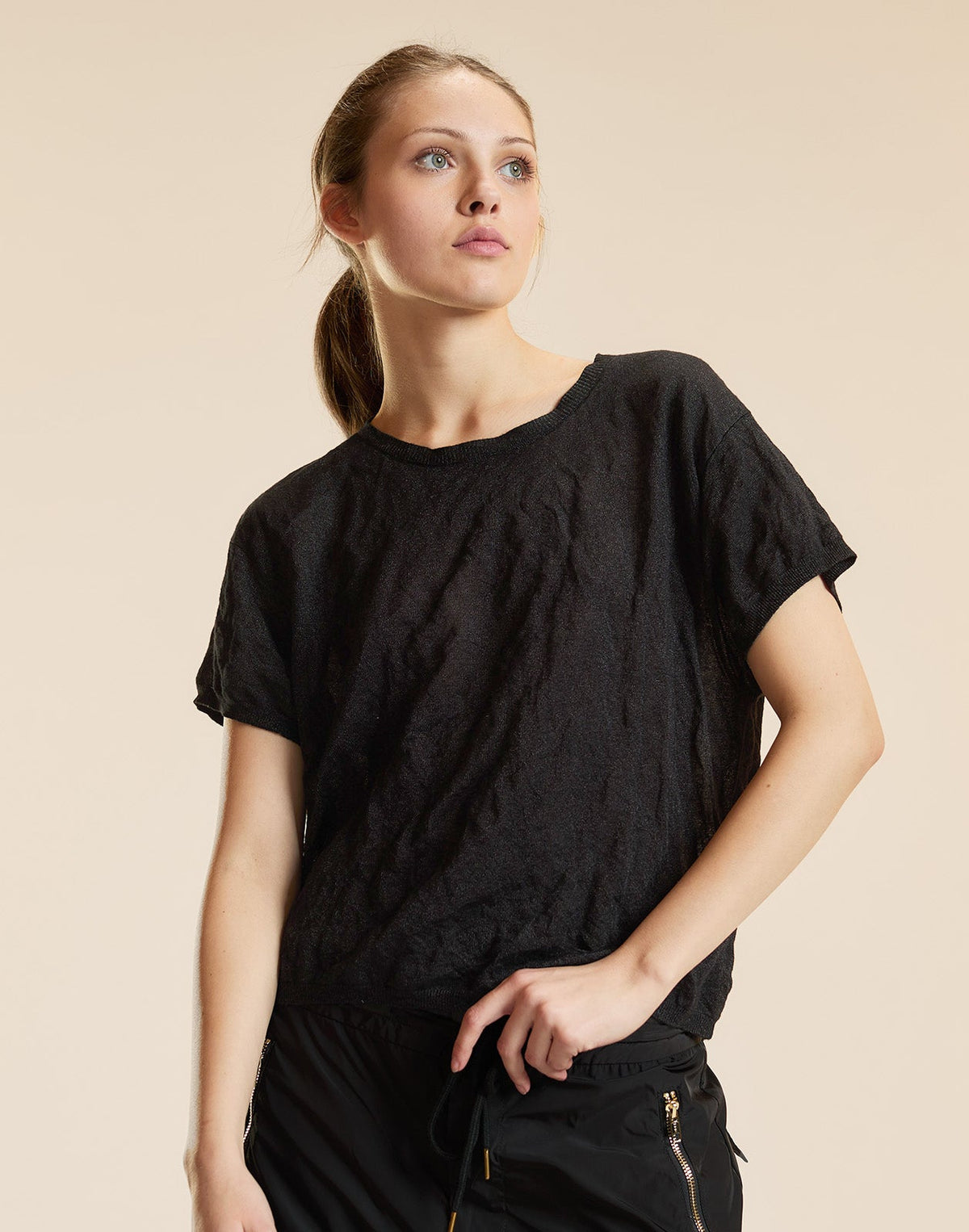 Parchment Knit Tee | Cynthia Rowley Clothing