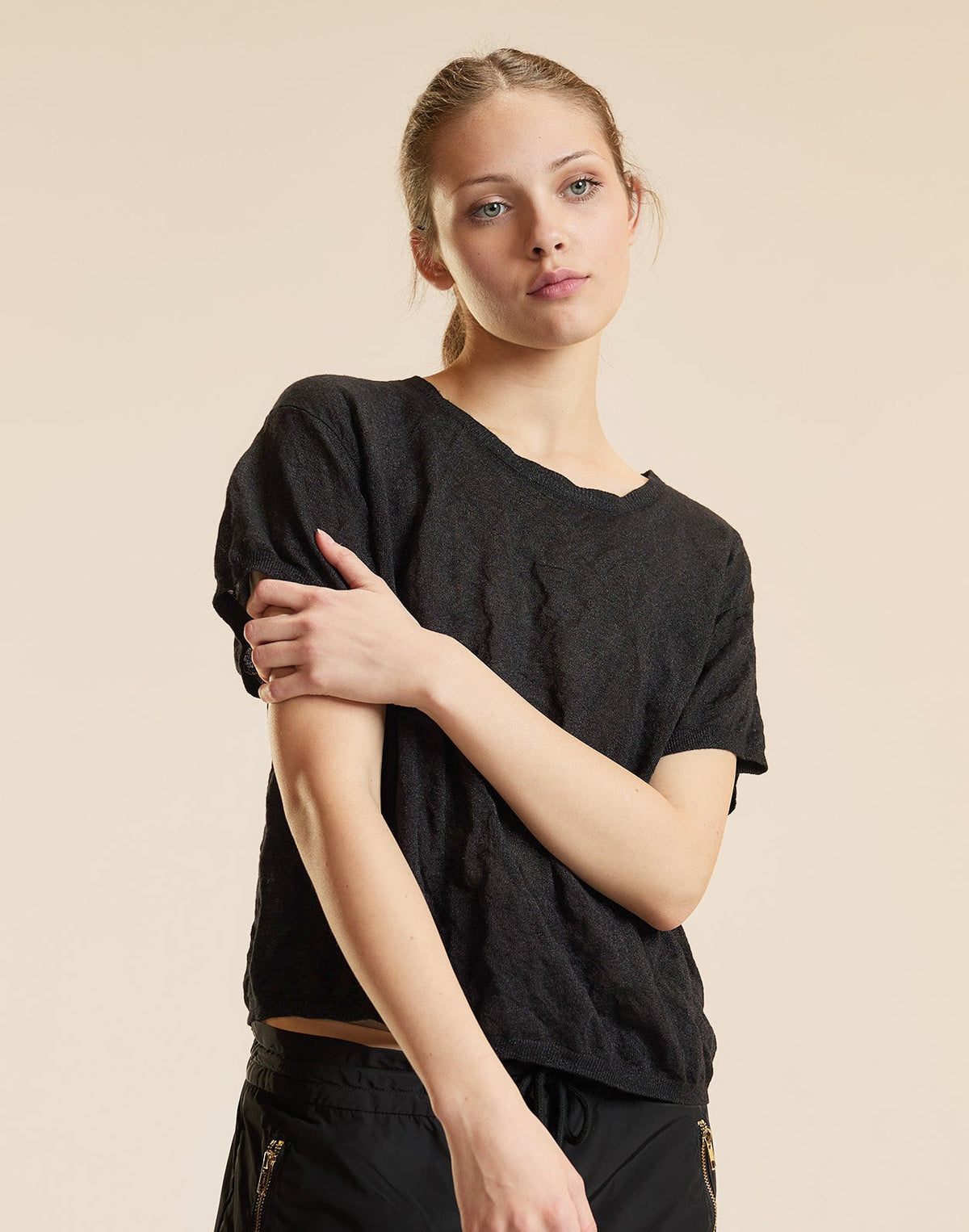 Parchment Knit Tee | Cynthia Rowley Clothing