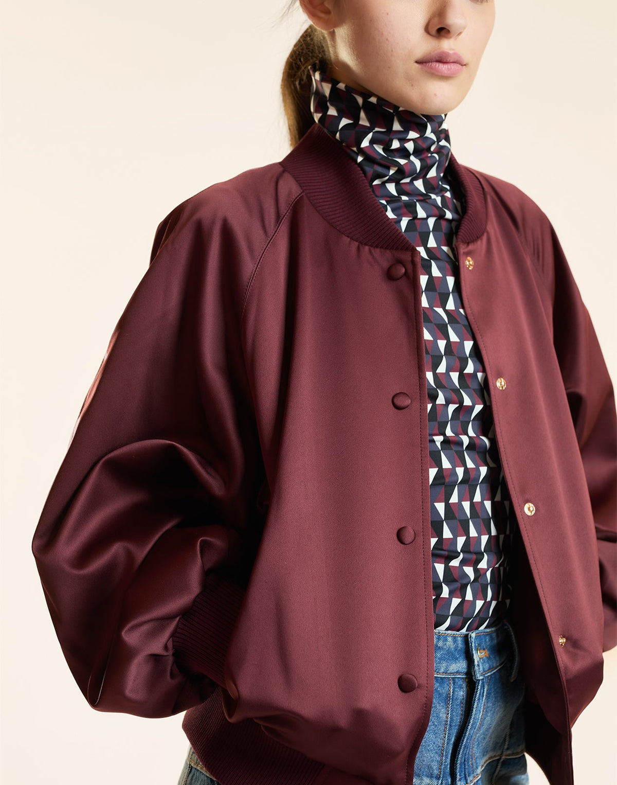 Satin Bomber Jacket | Cynthia Rowley Clothing
