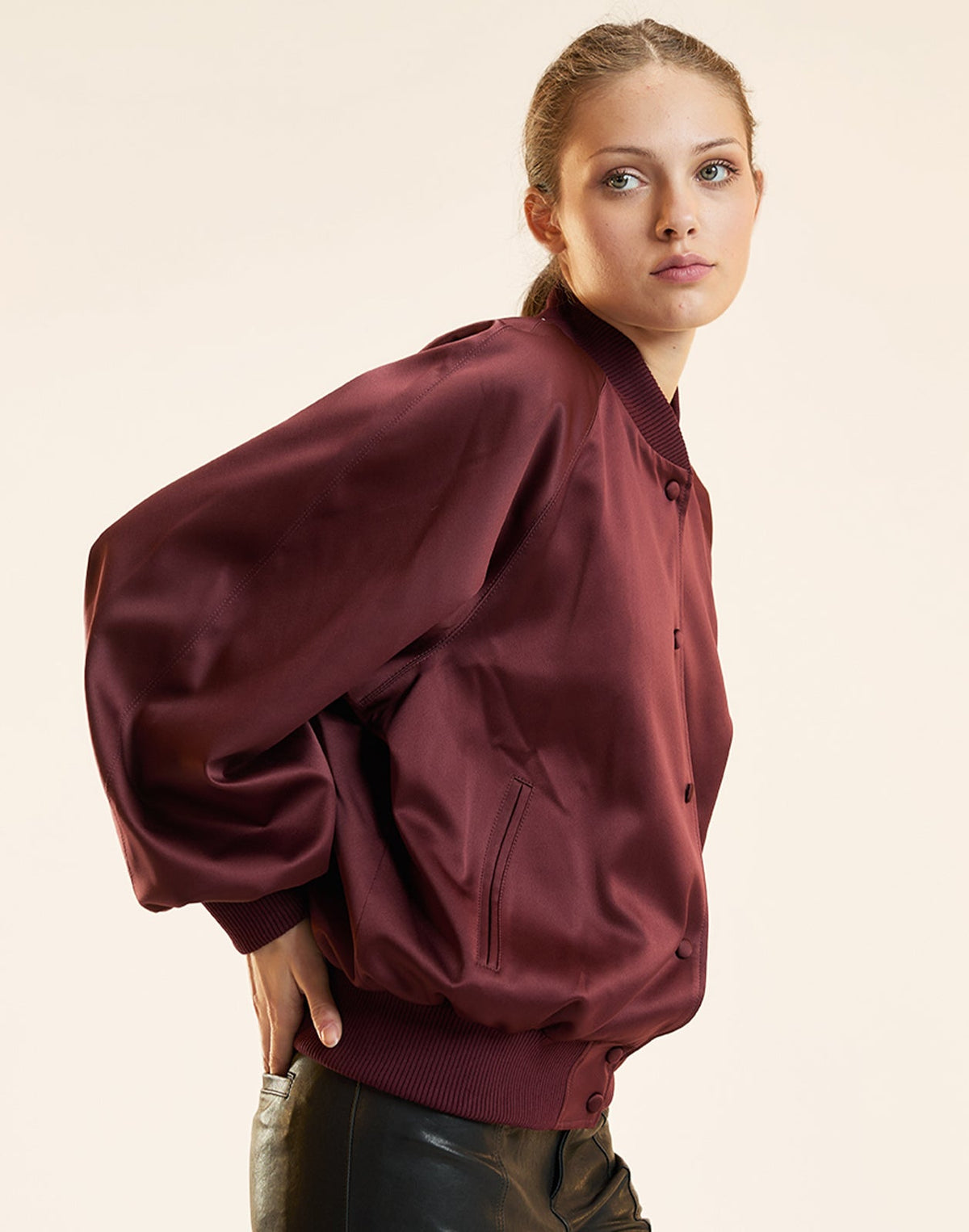 Satin Bomber Jacket | Cynthia Rowley Clothing