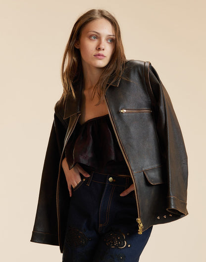 Winona Convertible Leather Jacket | Cynthia Rowley Clothing