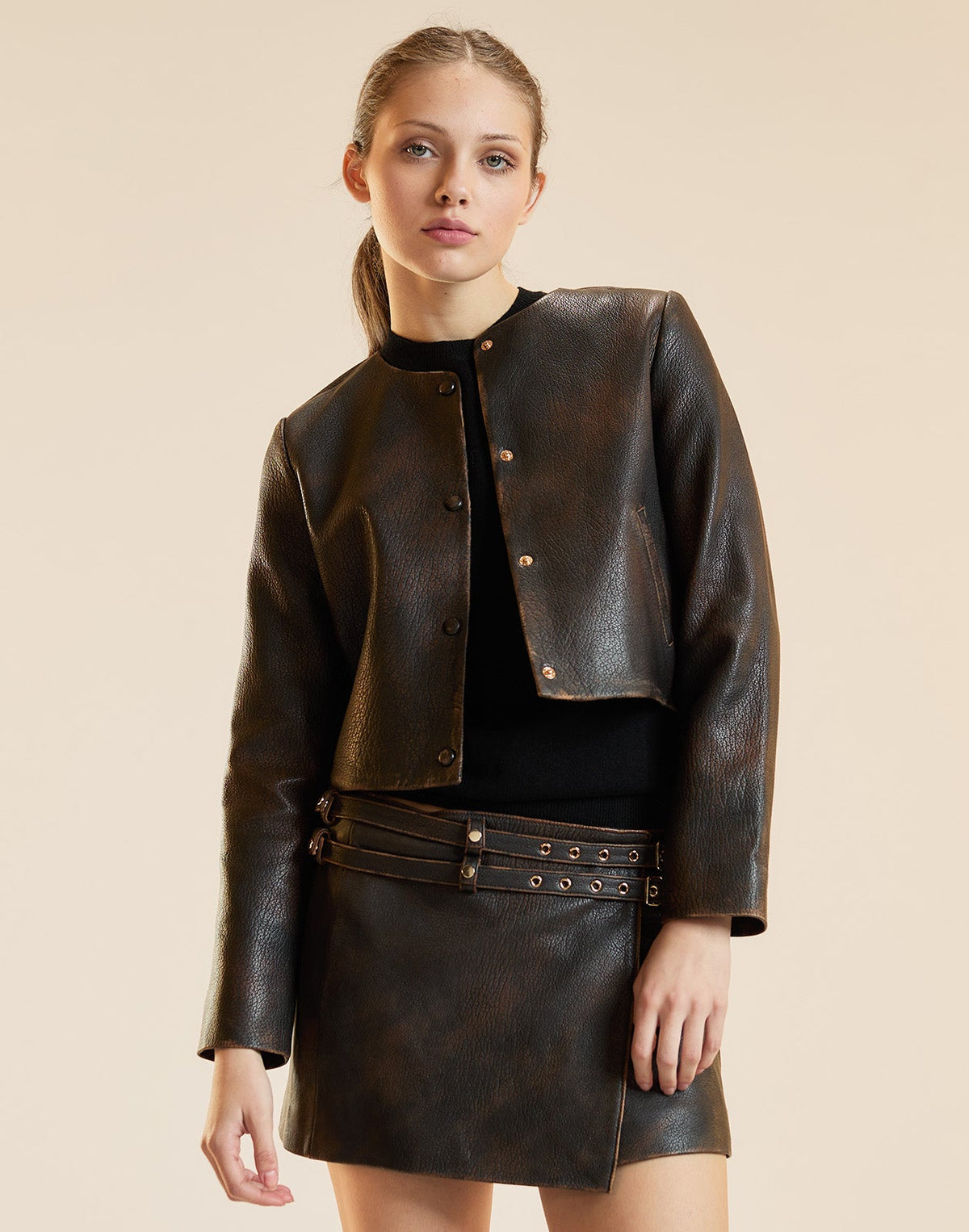 Winona Leather Crop Jacket | Cynthia Rowley Clothing