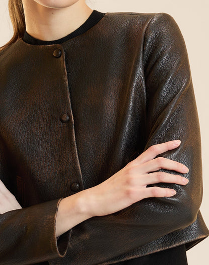 Winona Leather Crop Jacket | Cynthia Rowley Clothing