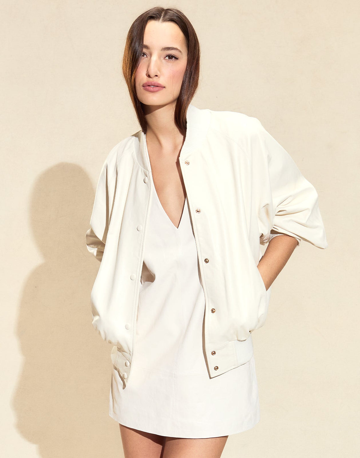 Downtown Leather Bomber Jacket | Cynthia Rowley Clothing|Sale