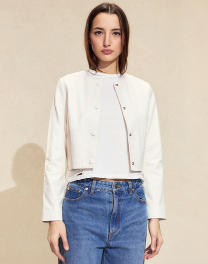The London Leather Cropped Jacket | Cynthia Rowley Clothing|Sale