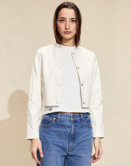 The London Leather Cropped Jacket | Cynthia Rowley Clothing|Sale