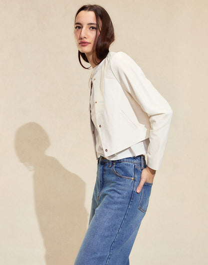 The London Leather Cropped Jacket | Cynthia Rowley Clothing|Sale