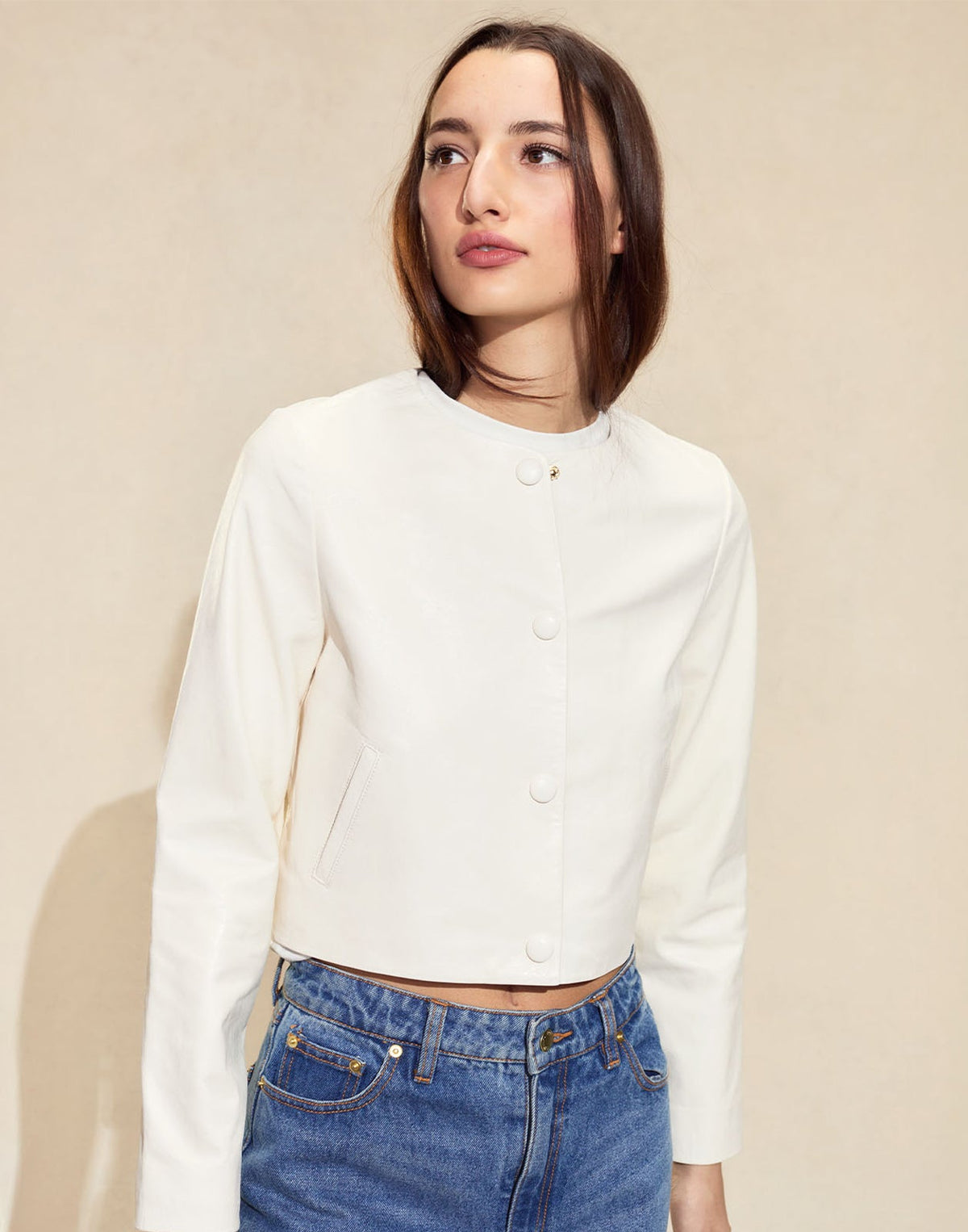 The London Leather Cropped Jacket | Cynthia Rowley Clothing|Sale