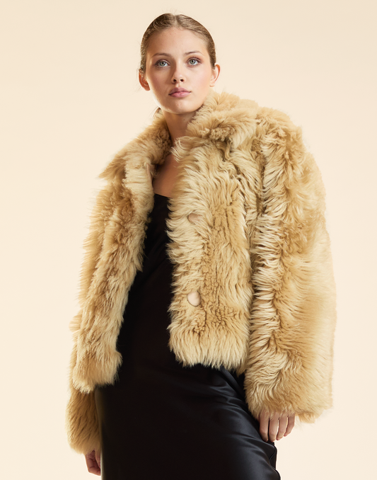 Shearling Cropped Jacket | Cynthia Rowley Clothing