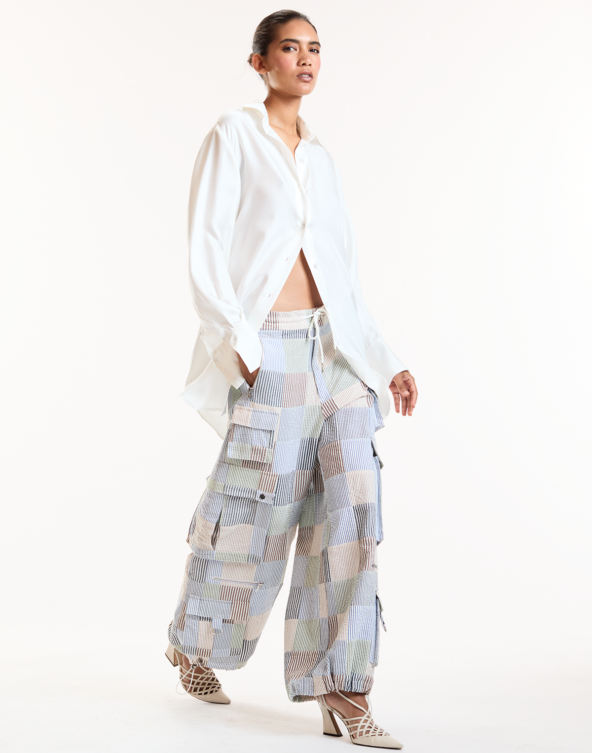 Millie Patchwork Cargo Pants | Cynthia Rowley Clothing