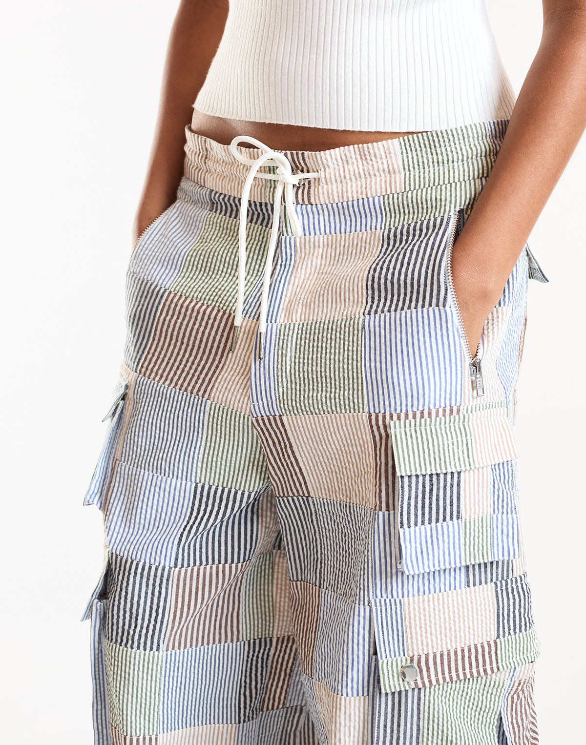 Millie Patchwork Cargo Pants | Cynthia Rowley Clothing
