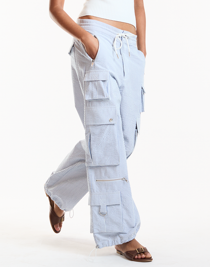 Millie Seersucker Cargo Pants | Cynthia Rowley Clothing