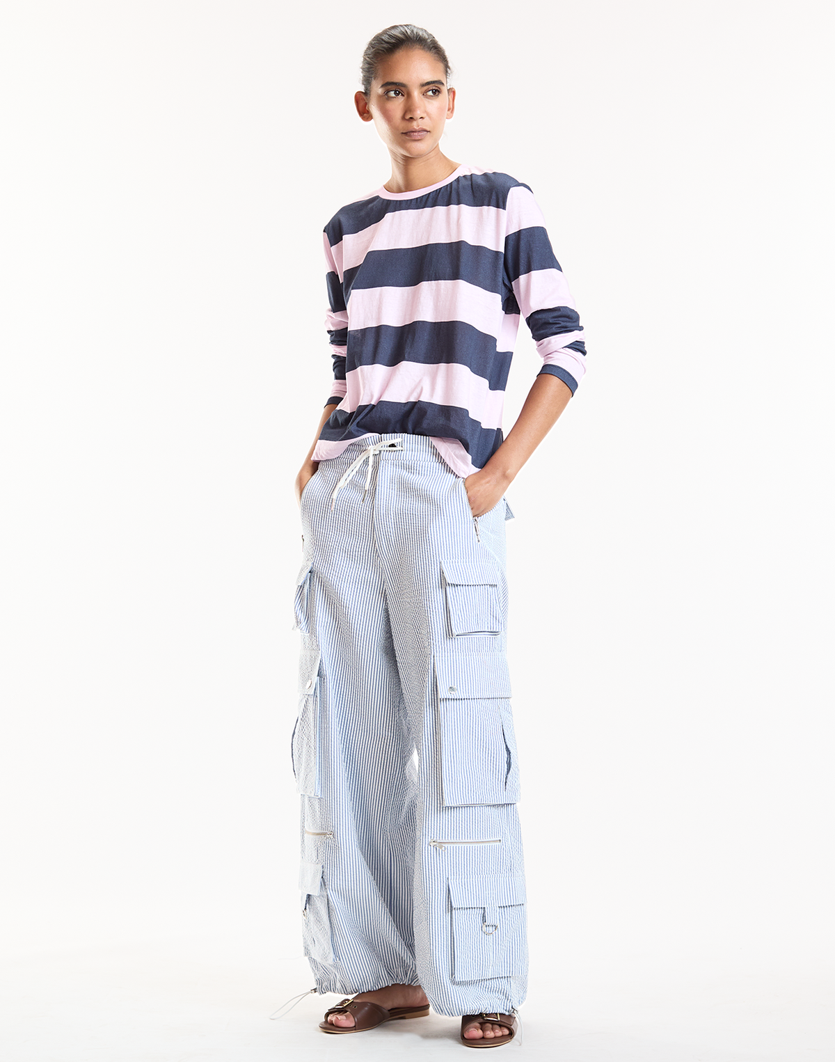 Millie Seersucker Cargo Pants | Cynthia Rowley Clothing