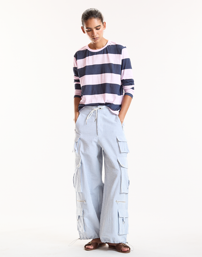 Millie Seersucker Cargo Pants | Cynthia Rowley Clothing