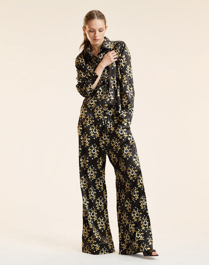 Gold Filigree Silk Pants | Cynthia Rowley Clothing