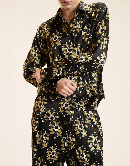 Gold Filigree Silk Pants | Cynthia Rowley Clothing
