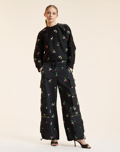 Bouquet Printed Cargo Pants | Cynthia Rowley Clothing