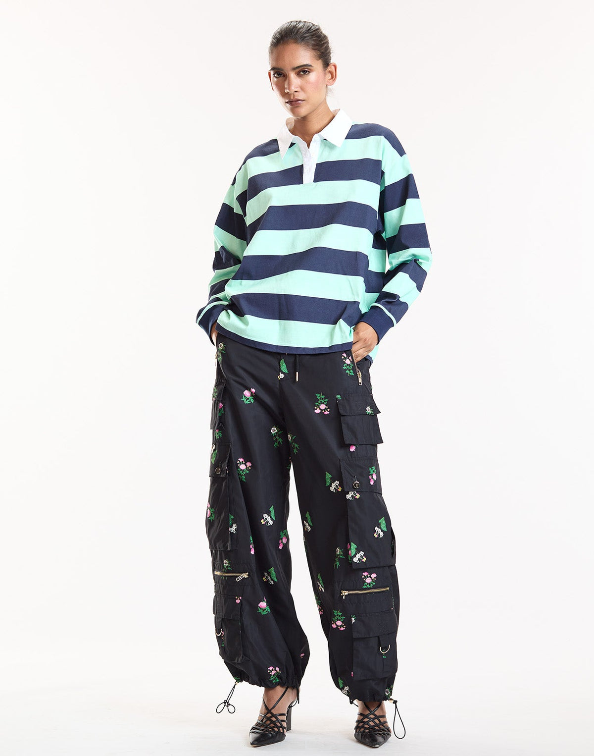 Bouquet Printed Cargo Pants | Cynthia Rowley Clothing