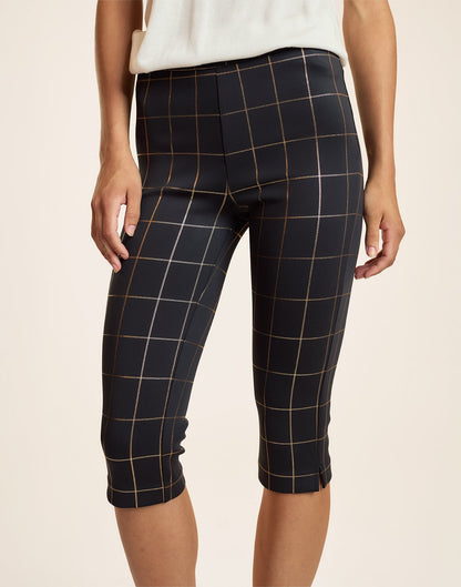 Gold Windowpane Bonded Capris | Cynthia Rowley Clothing|Sale
