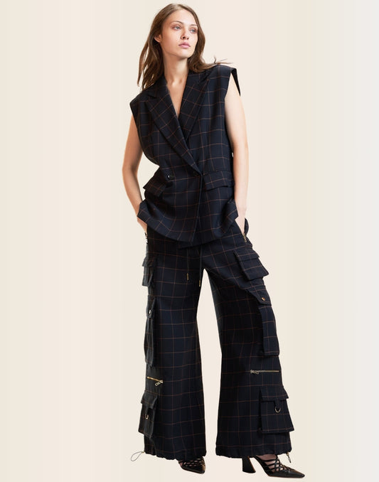 Windowpane Cargo Pants | Cynthia Rowley Clothing|Sale