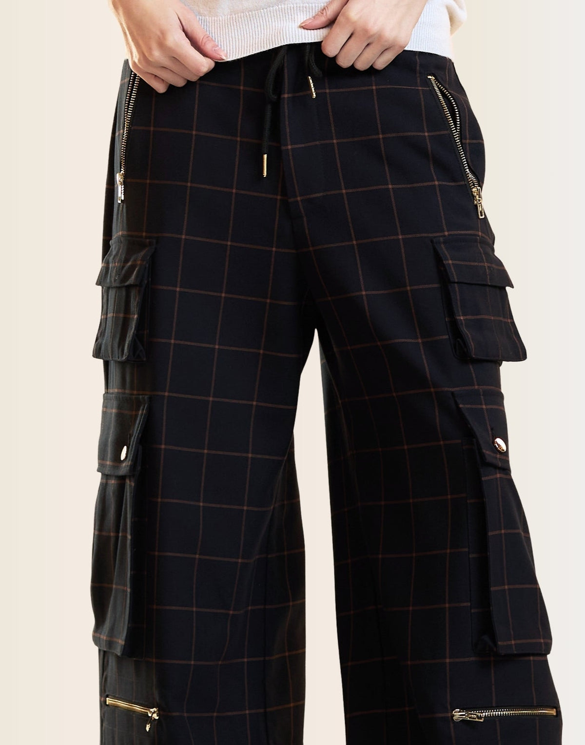 Windowpane Cargo Pants | Cynthia Rowley Clothing|Sale