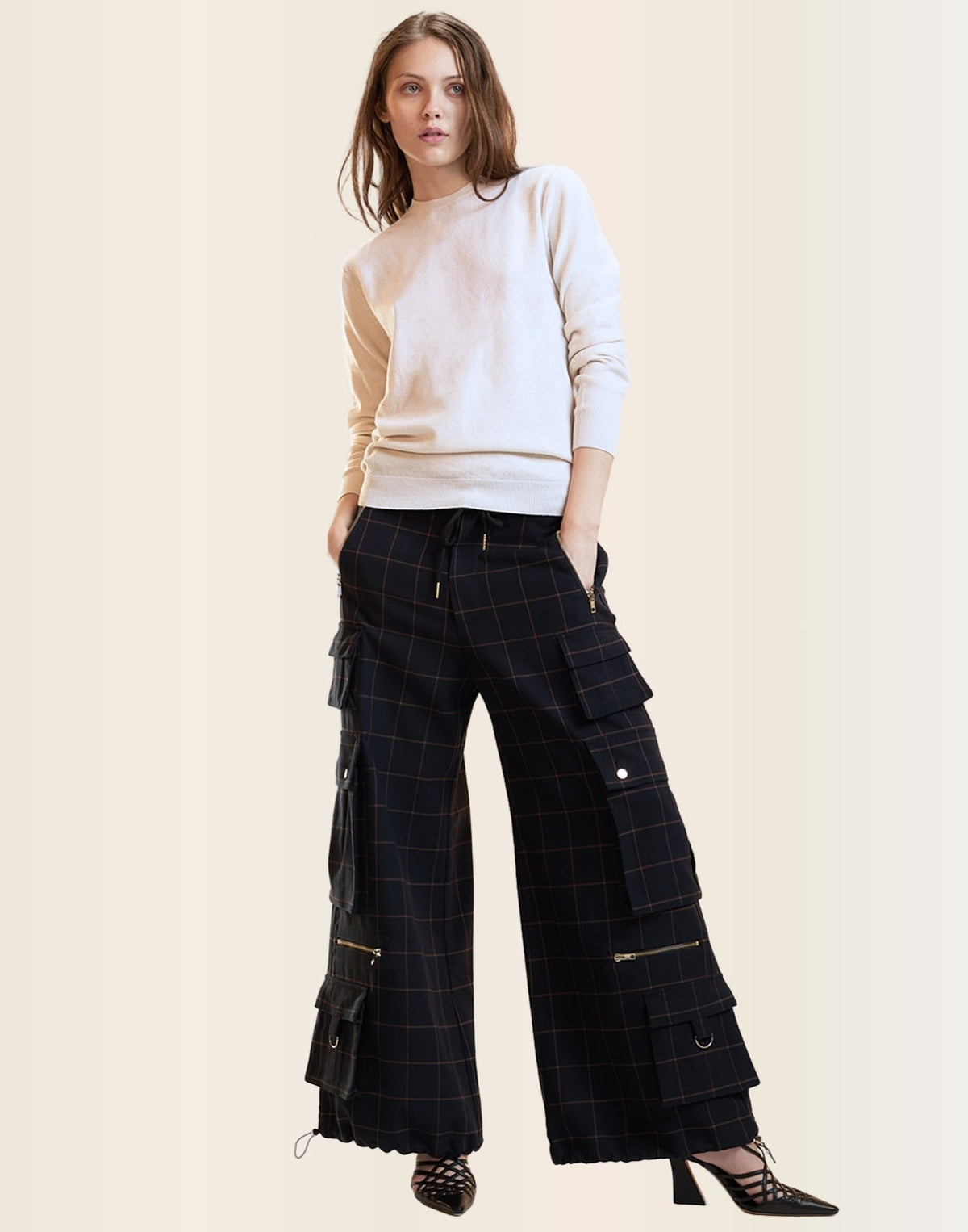 Windowpane Cargo Pants | Cynthia Rowley Clothing|Sale